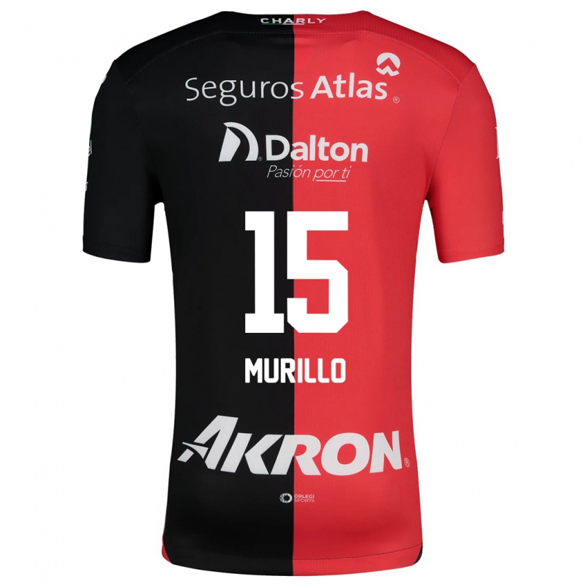 Kandiny Enfant Maillot Jhon Murillo #15 Rouge Noir Tenues Domicile 2024/25 T-Shirt