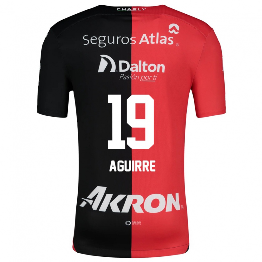 Kandiny Enfant Maillot Eduardo Aguirre #19 Rouge Noir Tenues Domicile 2024/25 T-Shirt