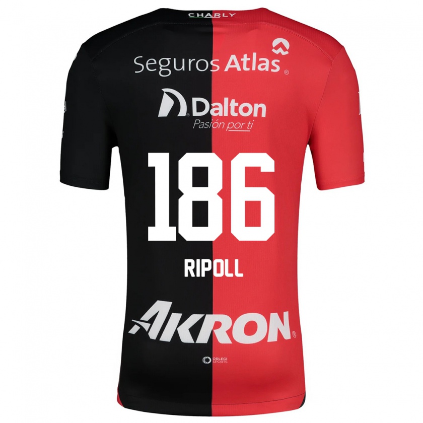 Kandiny Enfant Maillot Alonso Ripoll #186 Rouge Noir Tenues Domicile 2024/25 T-Shirt