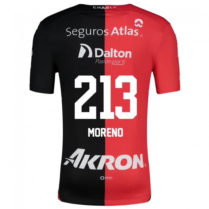 Kandiny Enfant Maillot Eduardo Moreno #213 Rouge Noir Tenues Domicile 2024/25 T-Shirt