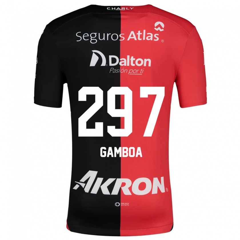 Kandiny Enfant Maillot Luis Gamboa #297 Rouge Noir Tenues Domicile 2024/25 T-Shirt