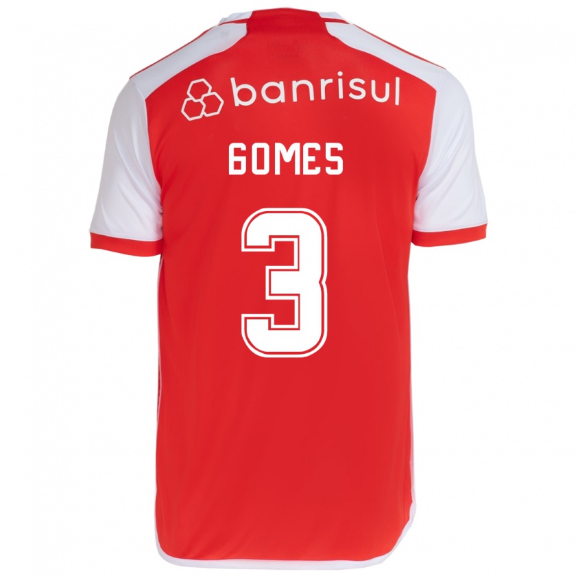 Kandiny Enfant Maillot Igor Gomes #3 Rouge Blanc Tenues Domicile 2024/25 T-Shirt