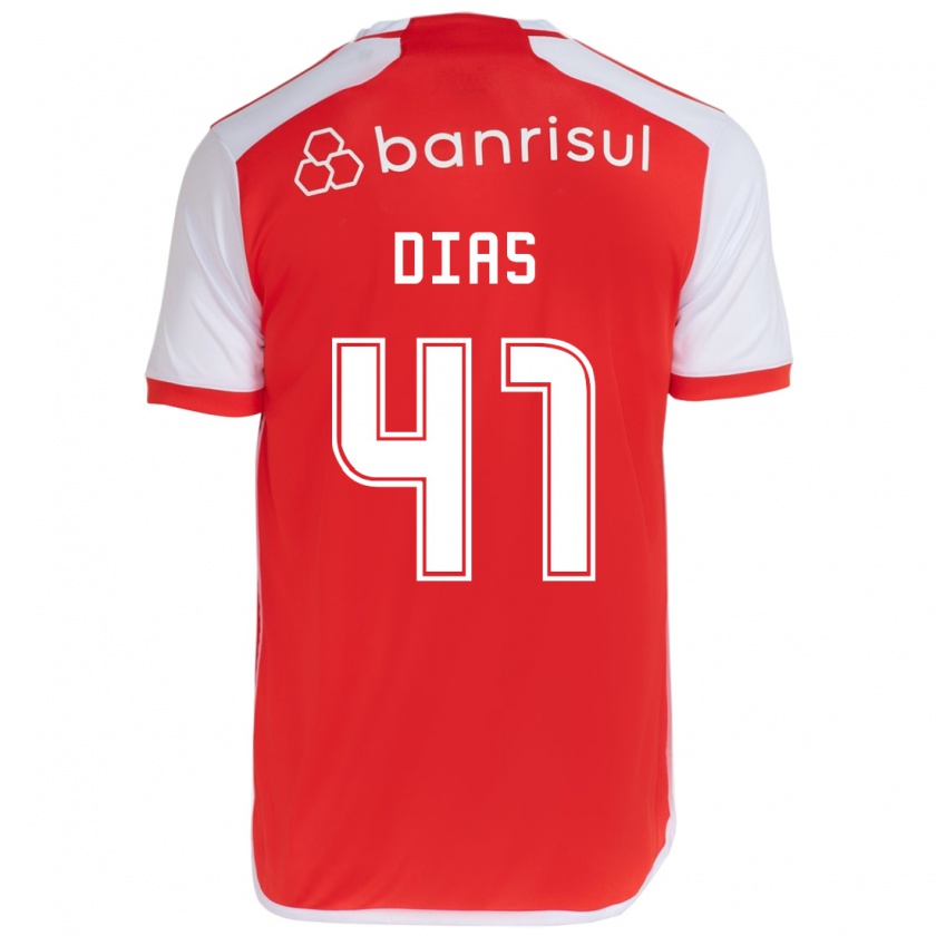 Kandiny Enfant Maillot Matheus Dias #41 Rouge Blanc Tenues Domicile 2024/25 T-Shirt