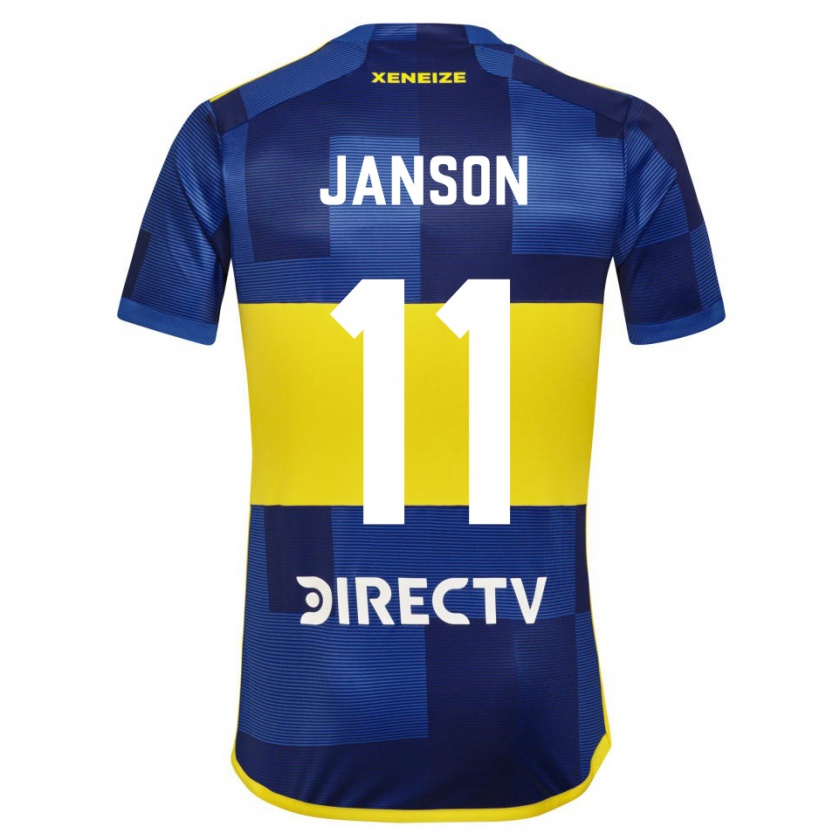 Kandiny Enfant Maillot Lucas Janson #11 Bleu Jaune Tenues Domicile 2024/25 T-Shirt