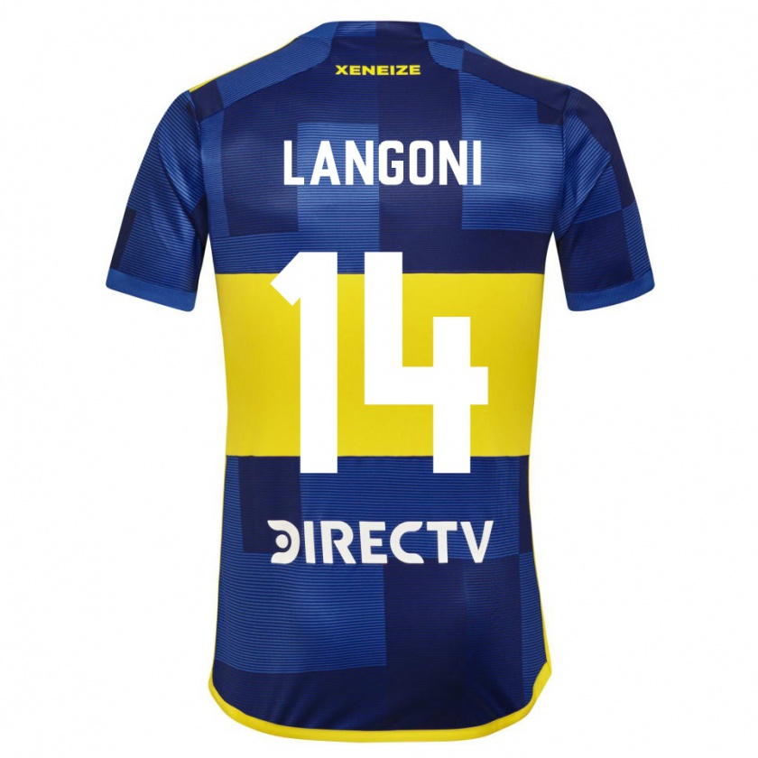 Kandiny Enfant Maillot Luca Langoni #14 Bleu Jaune Tenues Domicile 2024/25 T-Shirt