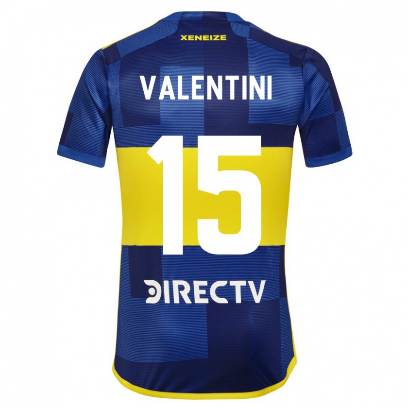 Kandiny Enfant Maillot Nicolás Valentini #15 Bleu Jaune Tenues Domicile 2024/25 T-Shirt