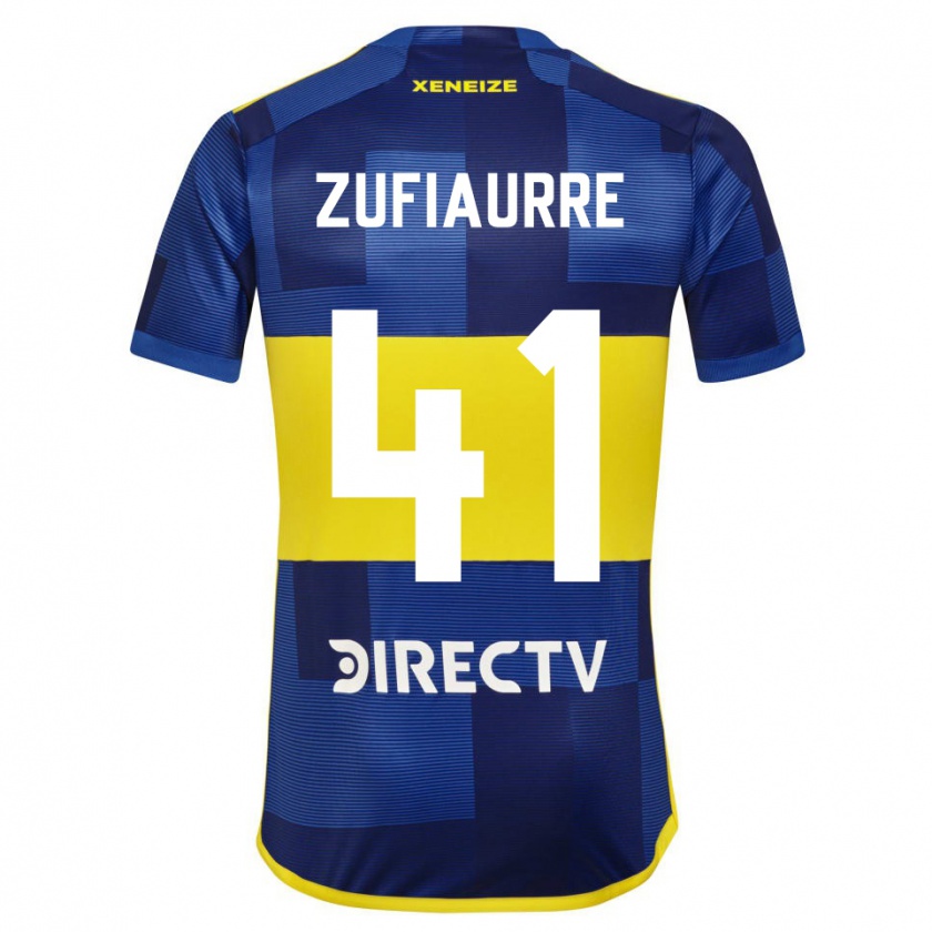 Kandiny Enfant Maillot Iker Zufiaurre #41 Bleu Jaune Tenues Domicile 2024/25 T-Shirt