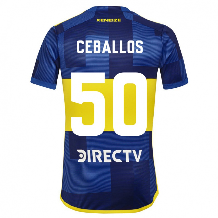 Kandiny Enfant Maillot Julián Ceballos #50 Bleu Jaune Tenues Domicile 2024/25 T-Shirt