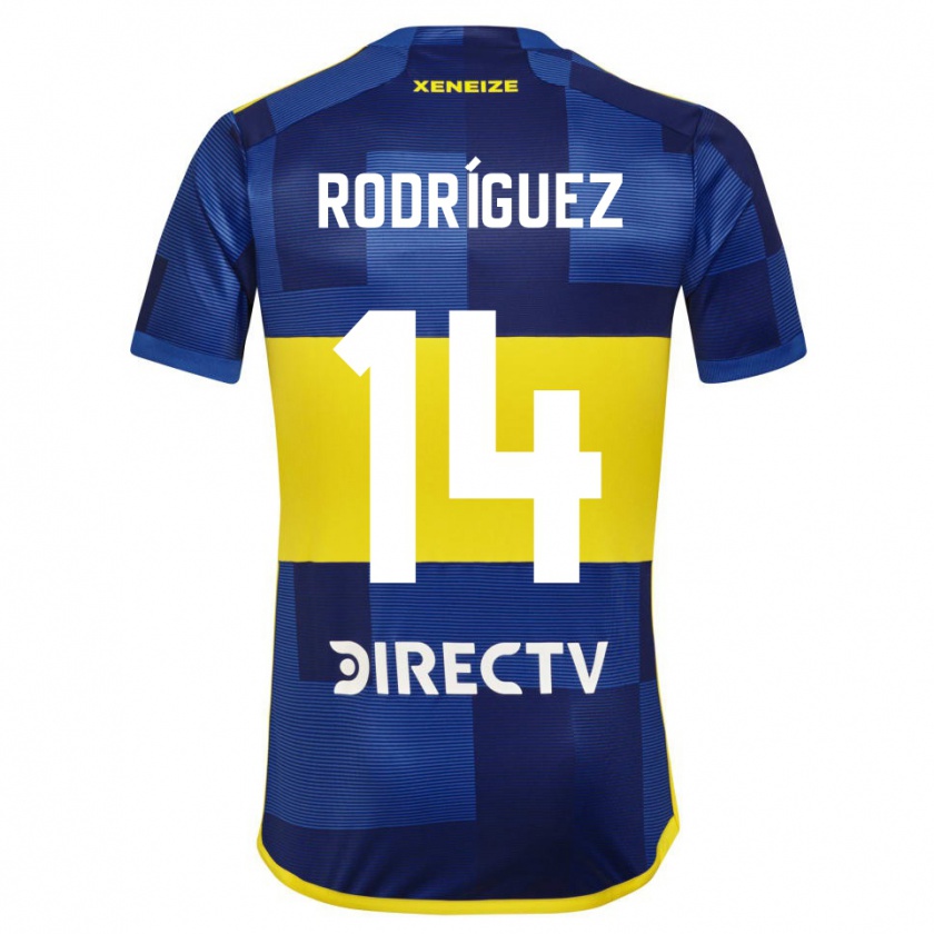 Kandiny Enfant Maillot Isaías Rodríguez #14 Bleu Jaune Tenues Domicile 2024/25 T-Shirt