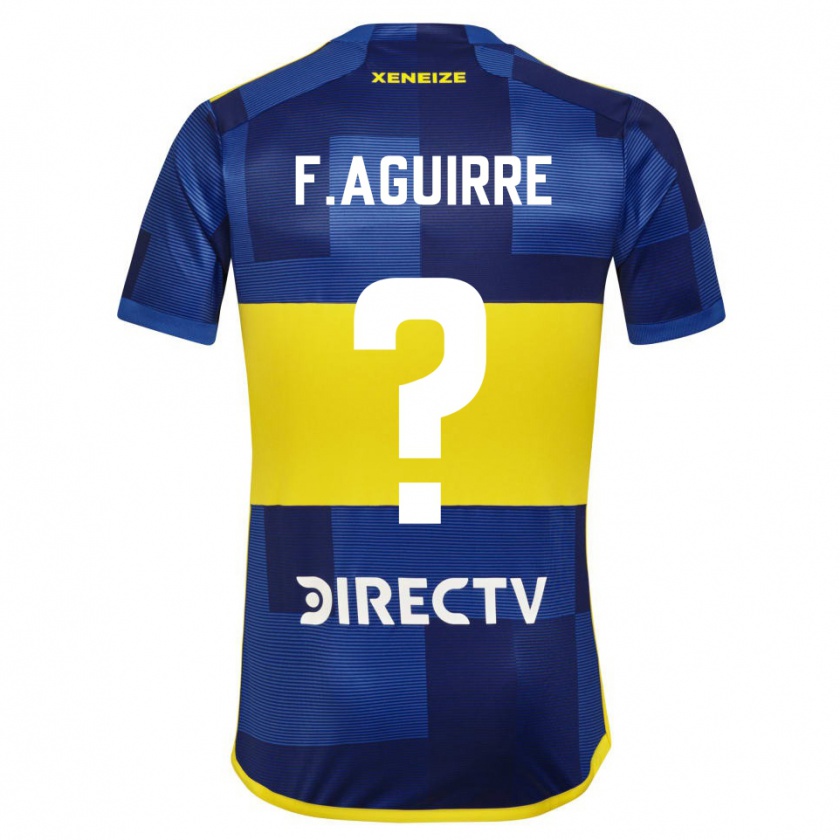 Kandiny Enfant Maillot Federico Aguirre #0 Bleu Jaune Tenues Domicile 2024/25 T-Shirt