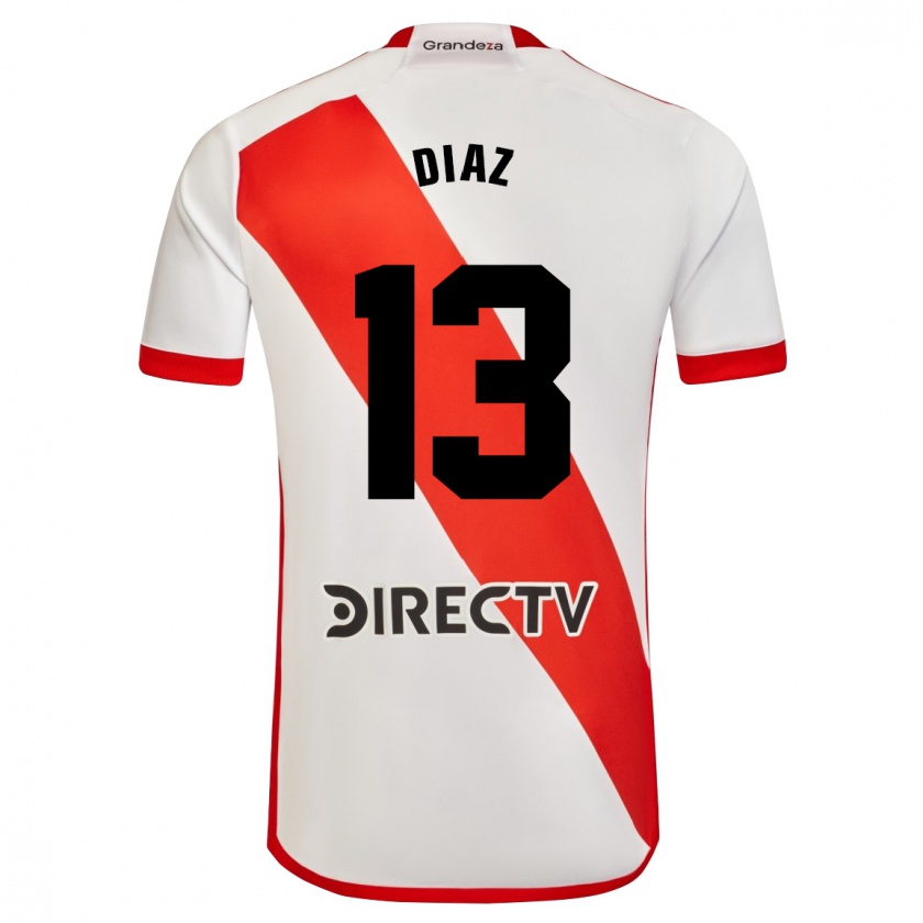 Kandiny Enfant Maillot Enzo Díaz #13 Blanc Rouge Tenues Domicile 2024/25 T-Shirt