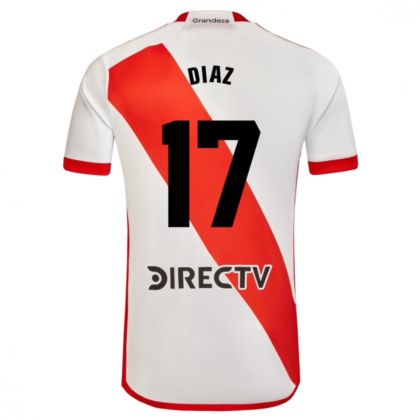 Kandiny Enfant Maillot Paulo Díaz #17 Blanc Rouge Tenues Domicile 2024/25 T-Shirt