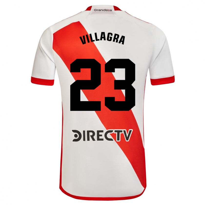 Kandiny Enfant Maillot Rodrigo Villagra #23 Blanc Rouge Tenues Domicile 2024/25 T-Shirt