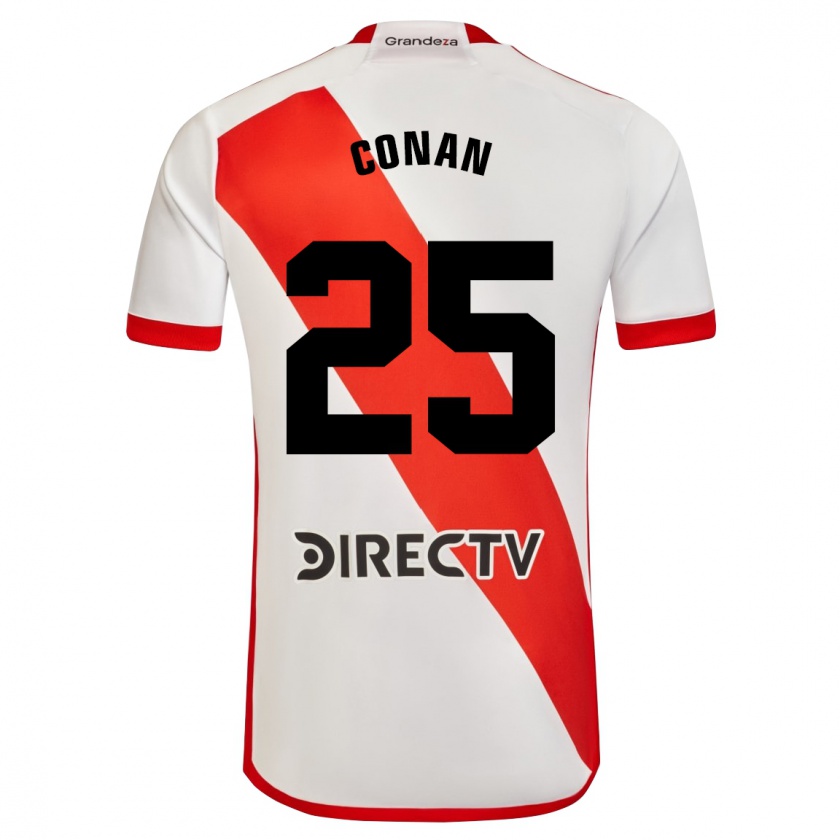 Kandiny Enfant Maillot Conan Ledesma #25 Blanc Rouge Tenues Domicile 2024/25 T-Shirt