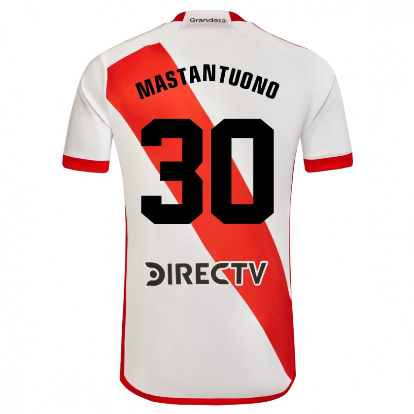 Kandiny Enfant Maillot Franco Mastantuono #30 Blanc Rouge Tenues Domicile 2024/25 T-Shirt