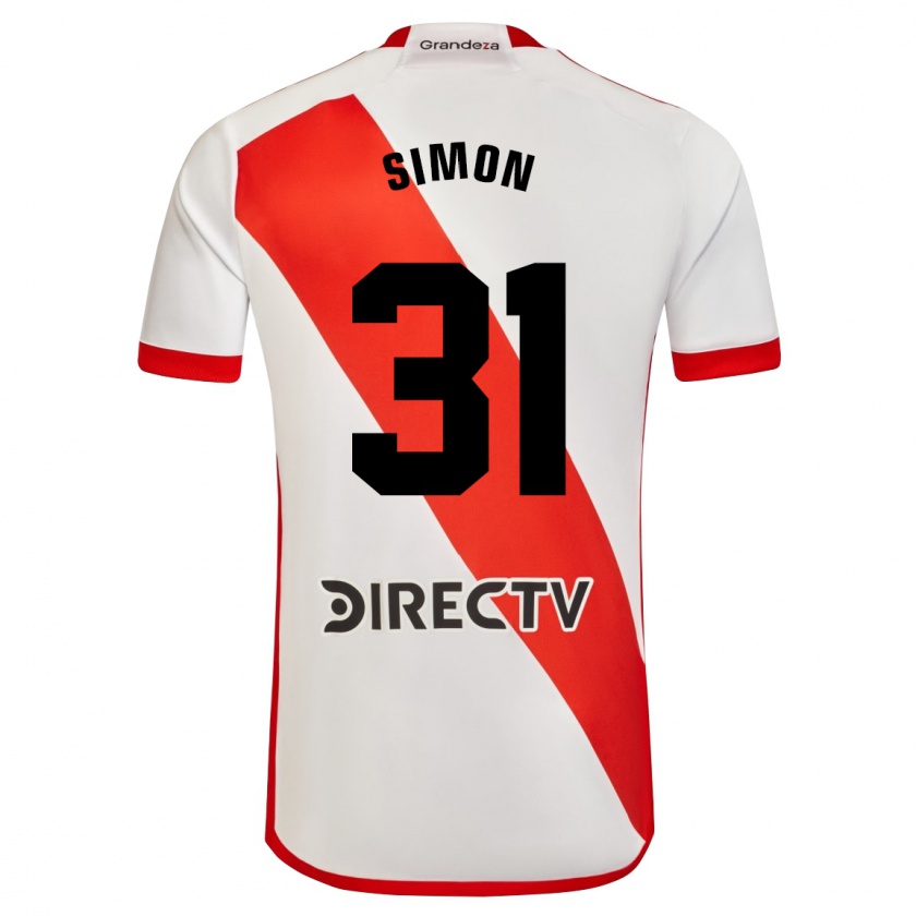 Kandiny Enfant Maillot Santiago Simón #31 Blanc Rouge Tenues Domicile 2024/25 T-Shirt