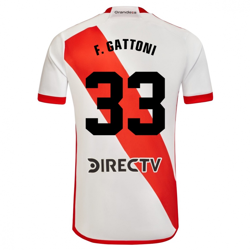 Kandiny Enfant Maillot Federico Gattoni #33 Blanc Rouge Tenues Domicile 2024/25 T-Shirt