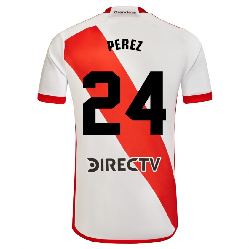 Kandiny Enfant Maillot Enzo Pérez #24 Blanc Rouge Tenues Domicile 2024/25 T-Shirt