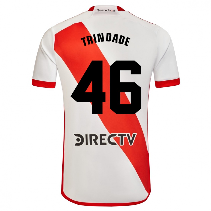 Kandiny Enfant Maillot Gonzalo Trindade #46 Blanc Rouge Tenues Domicile 2024/25 T-Shirt