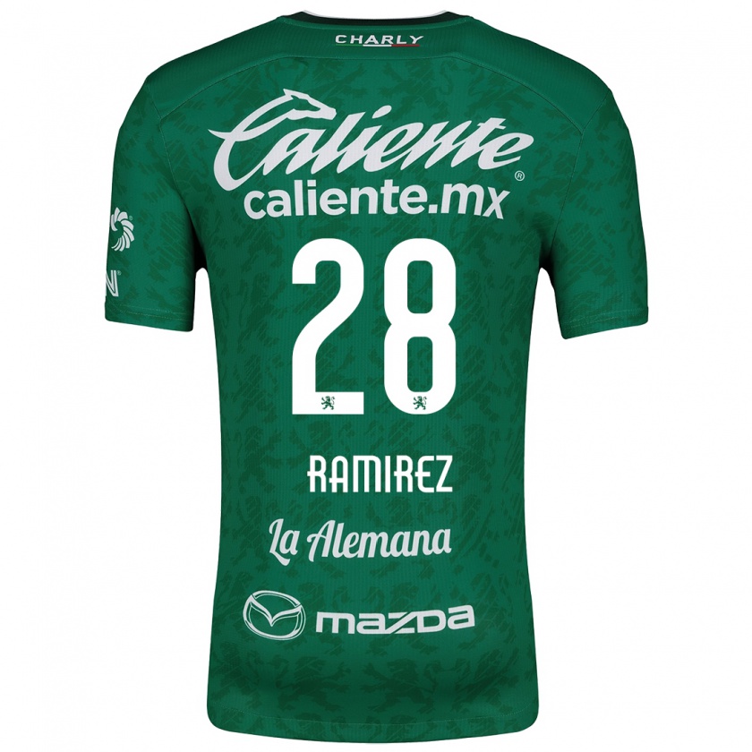 Kandiny Enfant Maillot David Ramírez #28 Vert Blanc Tenues Domicile 2024/25 T-Shirt