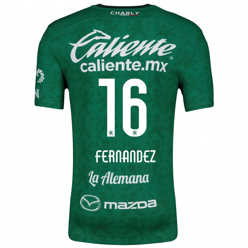 Kandiny Enfant Maillot Omar Fernández #16 Vert Blanc Tenues Domicile 2024/25 T-Shirt