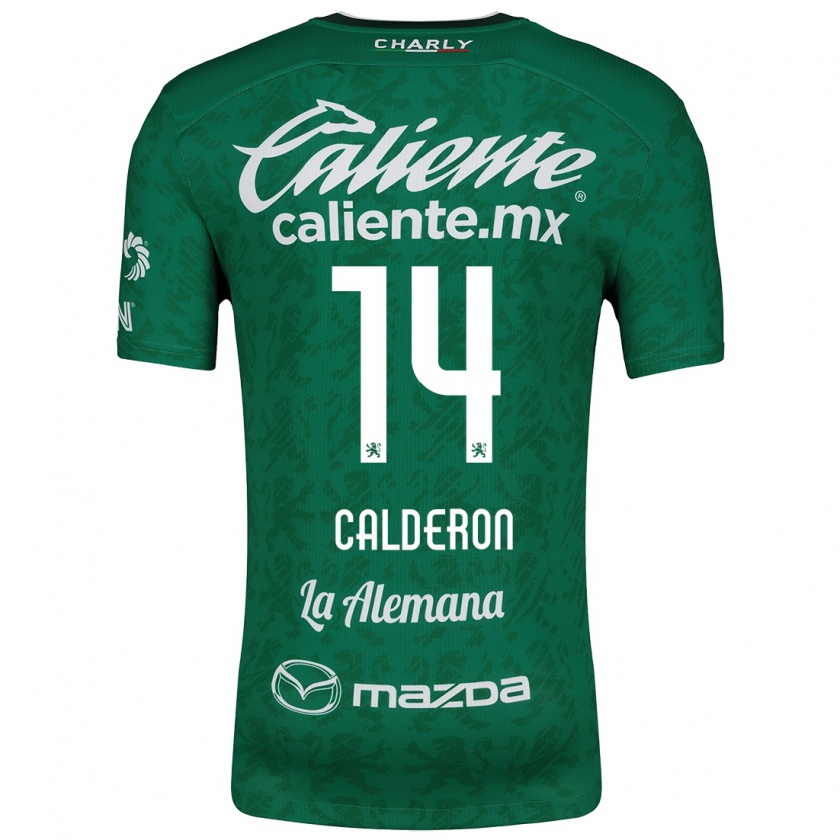 Kandiny Enfant Maillot Daniela Calderón #14 Vert Blanc Tenues Domicile 2024/25 T-Shirt