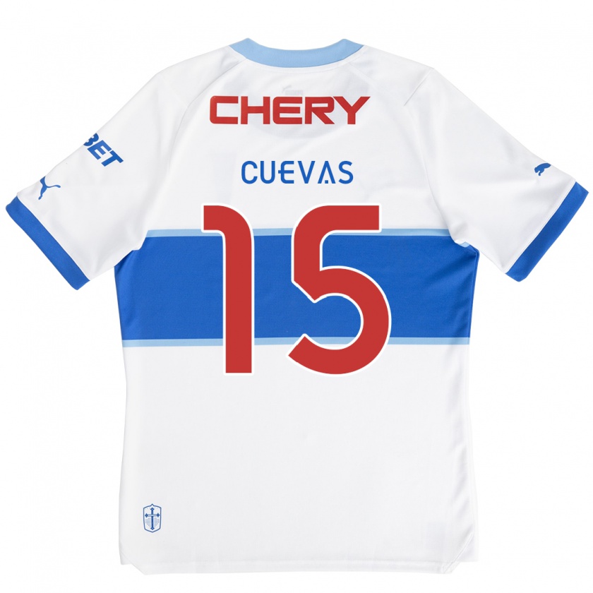 Kandiny Enfant Maillot Cristian Cuevas #15 Blanc Bleu Tenues Domicile 2024/25 T-Shirt