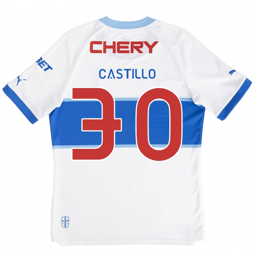 Kandiny Enfant Maillot Nicolás Castillo #30 Blanc Bleu Tenues Domicile 2024/25 T-Shirt