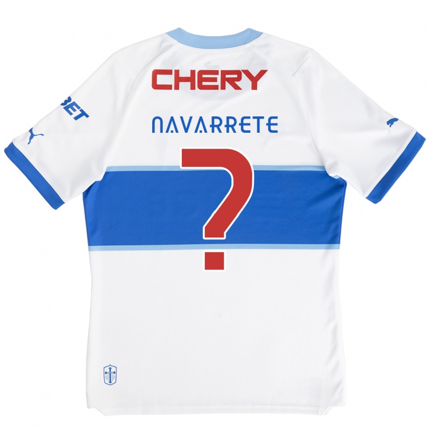 Kandiny Enfant Maillot Carlos Navarrete #0 Blanc Bleu Tenues Domicile 2024/25 T-Shirt