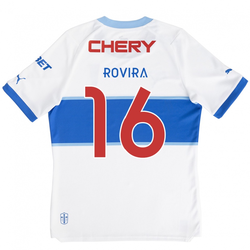 Kandiny Enfant Maillot Brayan Rovira #16 Blanc Bleu Tenues Domicile 2024/25 T-Shirt