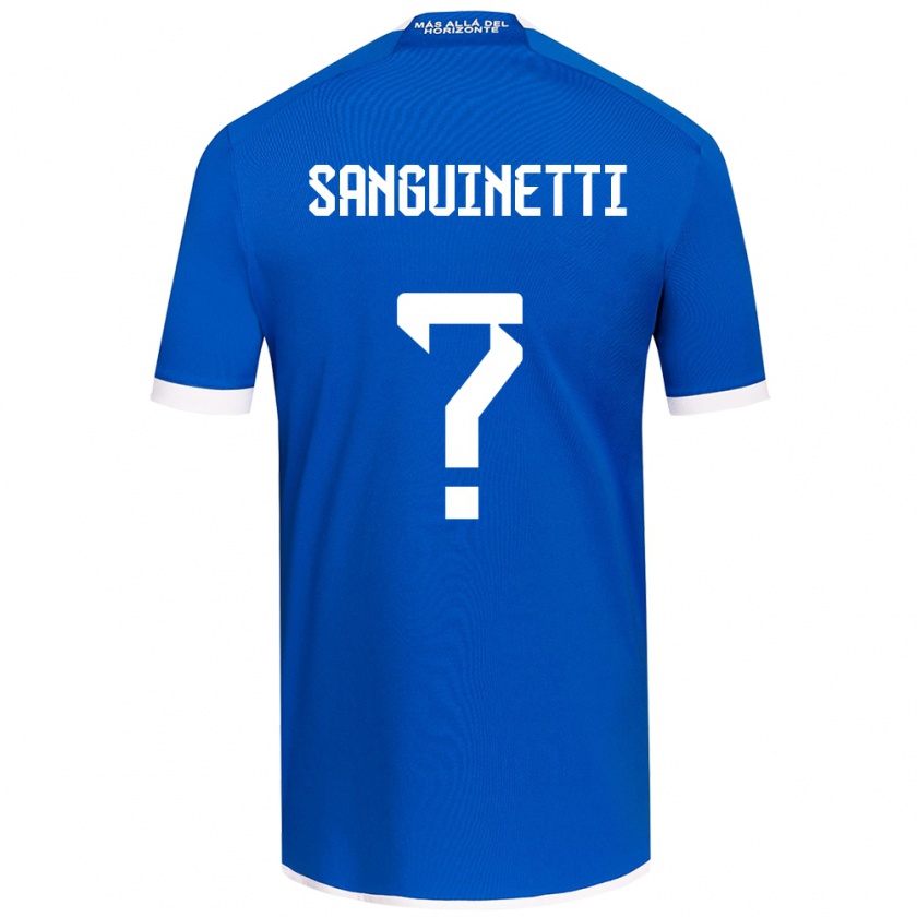 Kandiny Enfant Maillot Fernando Sanguinetti #0 Bleu Blanc Tenues Domicile 2024/25 T-Shirt