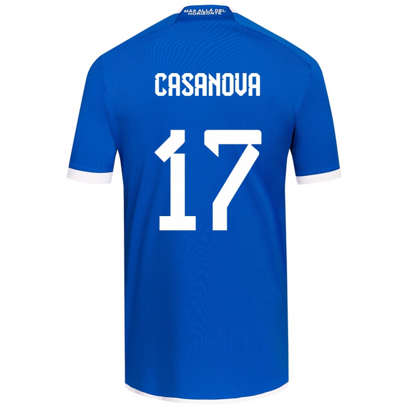 Kandiny Enfant Maillot Luis Casanova #17 Bleu Blanc Tenues Domicile 2024/25 T-Shirt