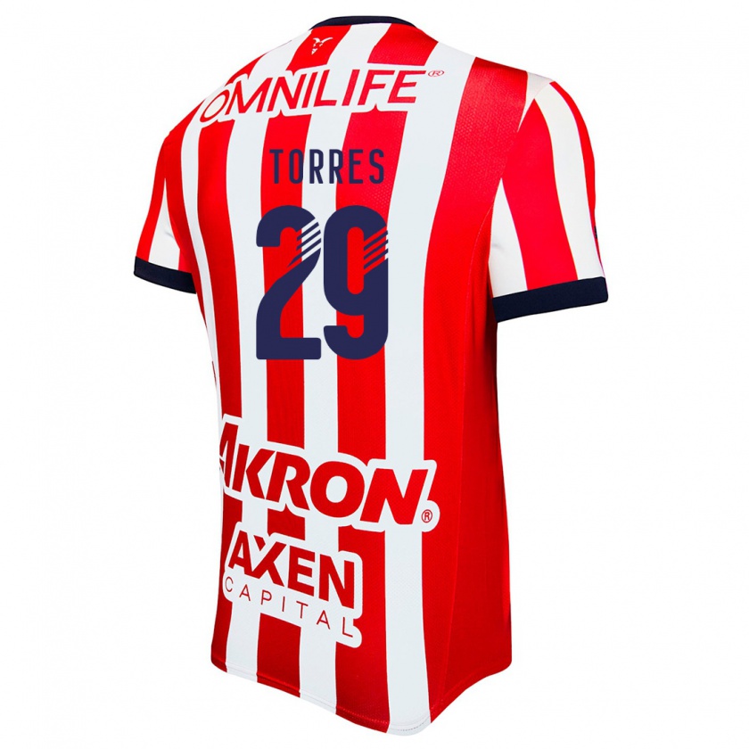 Kandiny Enfant Maillot Alan Torres #29 Rouge Blanc Bleu Tenues Domicile 2024/25 T-Shirt