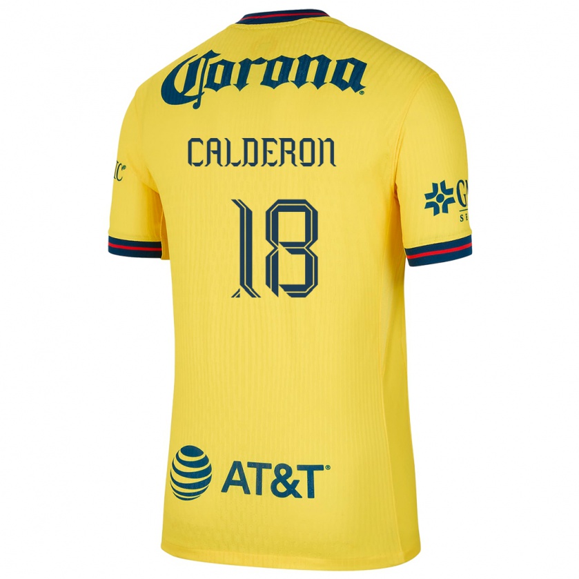 Kandiny Enfant Maillot Cristian Calderón #18 Jaune Bleu Tenues Domicile 2024/25 T-Shirt