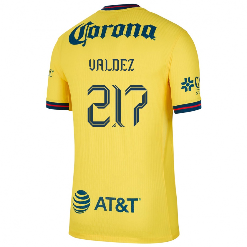 Kandiny Enfant Maillot Víctor Valdez #217 Jaune Bleu Tenues Domicile 2024/25 T-Shirt