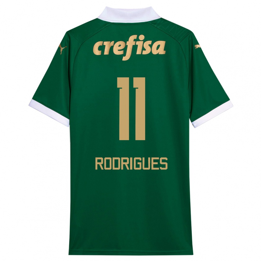 Kandiny Enfant Maillot Bruno Rodrigues #11 Vert Blanc Tenues Domicile 2024/25 T-Shirt