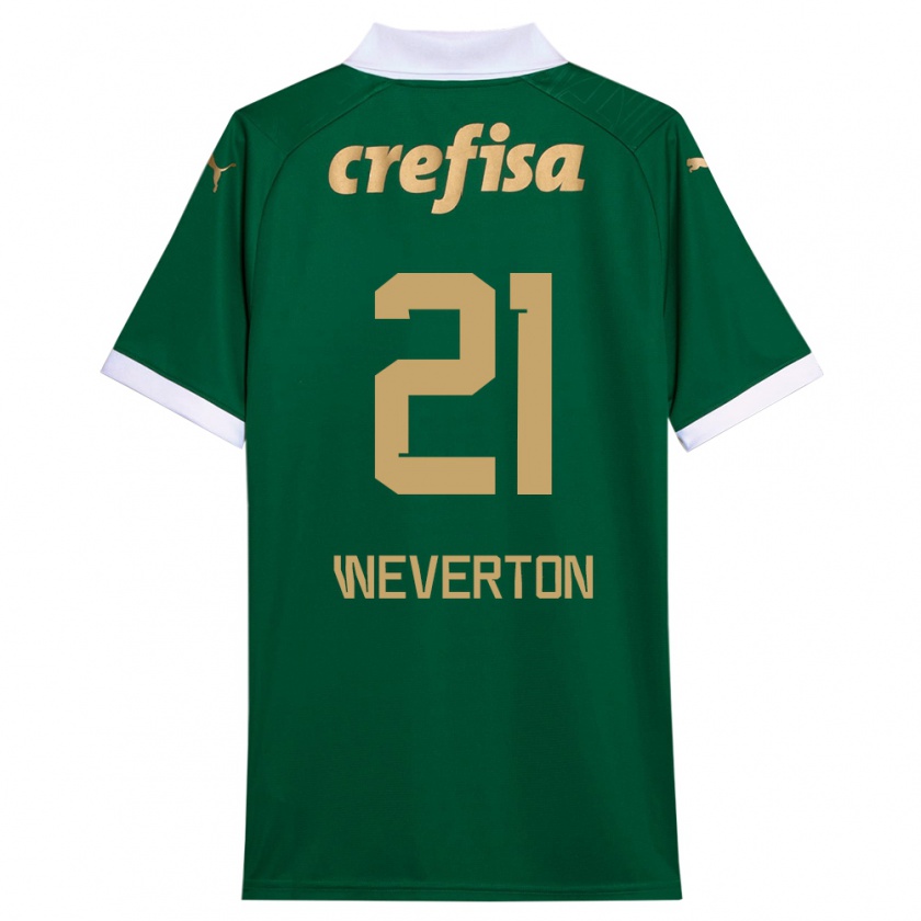 Kandiny Enfant Maillot Weverton #21 Vert Blanc Tenues Domicile 2024/25 T-Shirt