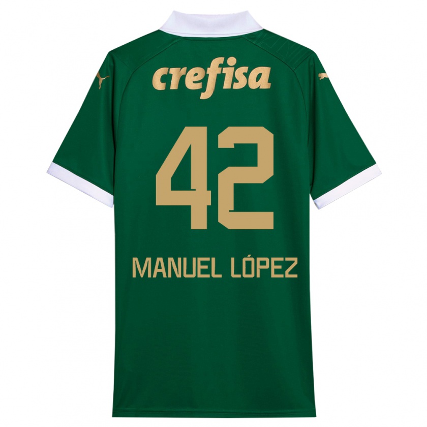 Kandiny Enfant Maillot José Manuel López #42 Vert Blanc Tenues Domicile 2024/25 T-Shirt