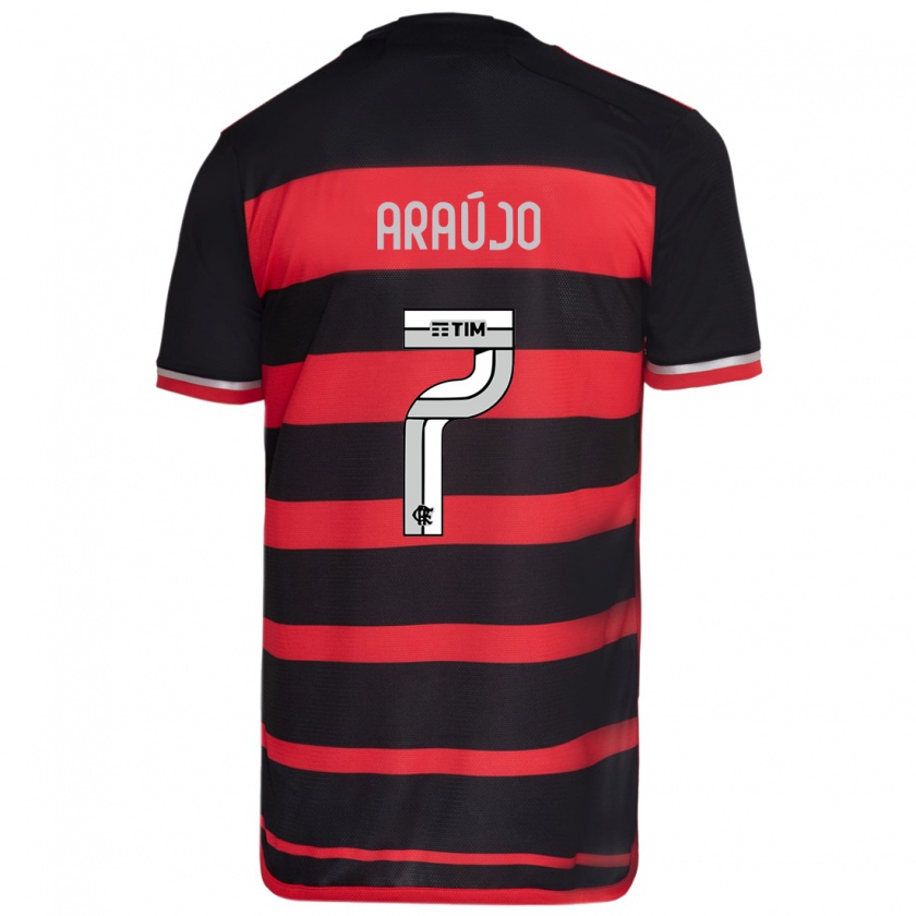 Kandiny Enfant Maillot Luiz Araújo #7 Rouge Noir Tenues Domicile 2024/25 T-Shirt