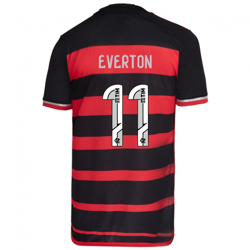 Kandiny Enfant Maillot Everton #11 Rouge Noir Tenues Domicile 2024/25 T-Shirt