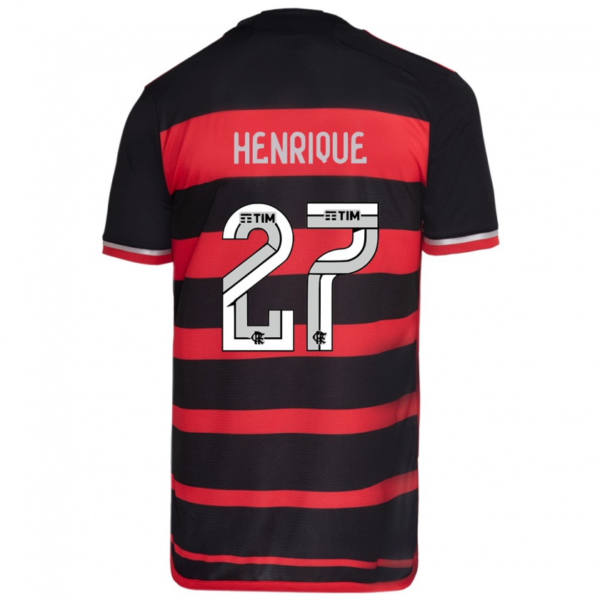 Kandiny Enfant Maillot Bruno Henrique #27 Rouge Noir Tenues Domicile 2024/25 T-Shirt