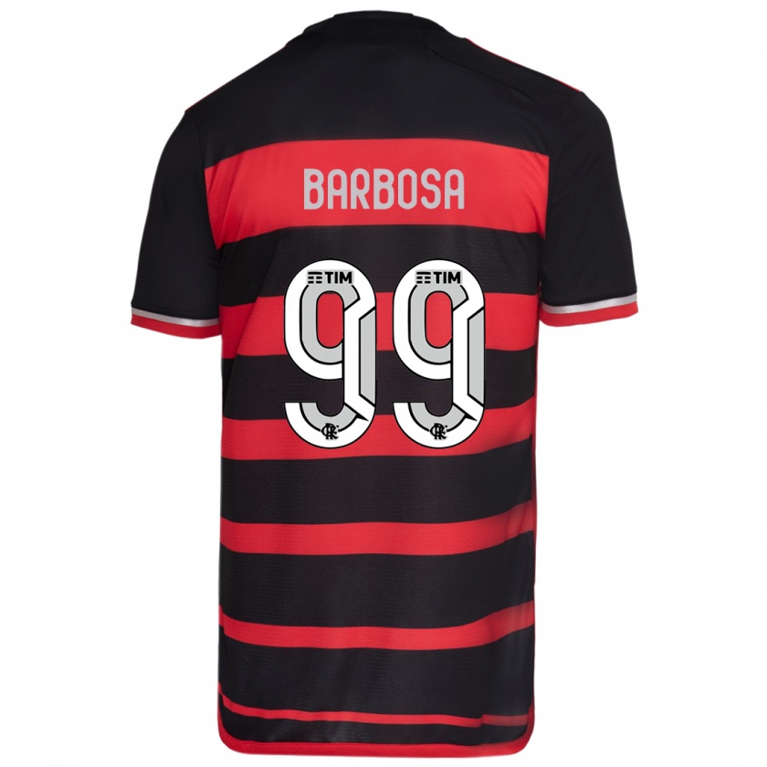 Kandiny Enfant Maillot Gabriel Barbosa #99 Rouge Noir Tenues Domicile 2024/25 T-Shirt