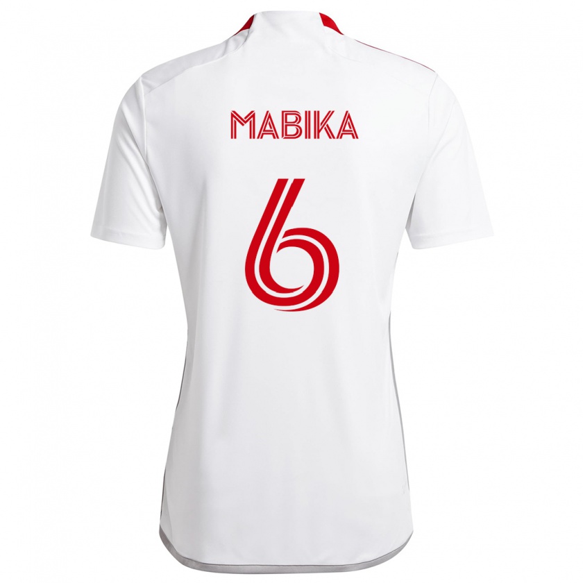 Kandiny Enfant Maillot Aimé Mabika #6 Blanc Rouge Tenues Extérieur 2024/25 T-Shirt