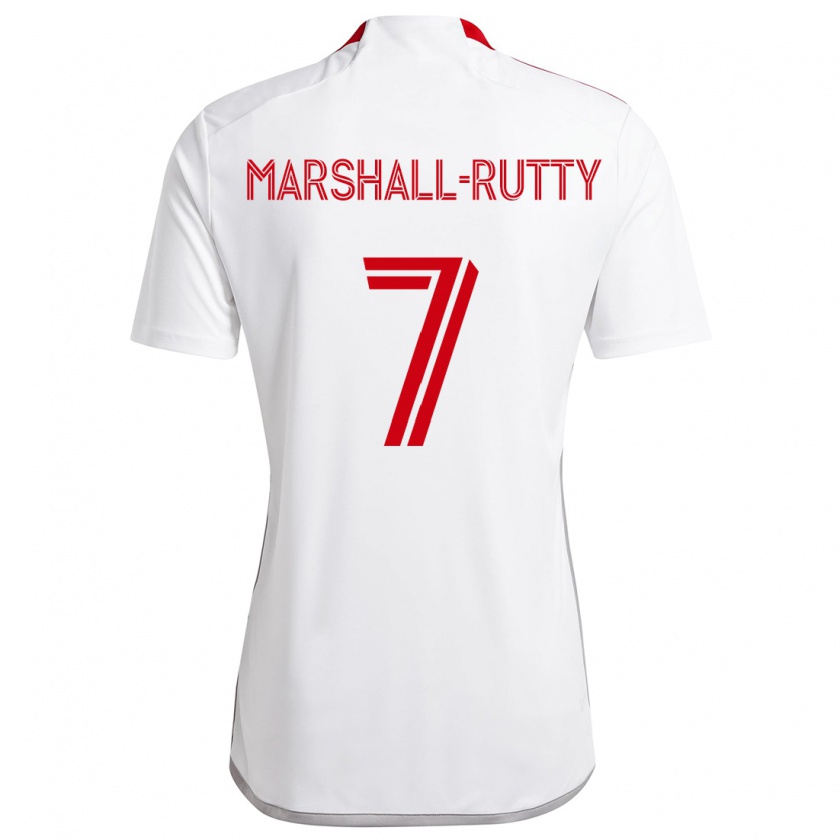 Kandiny Enfant Maillot Jahkeele Marshall-Rutty #7 Blanc Rouge Tenues Extérieur 2024/25 T-Shirt