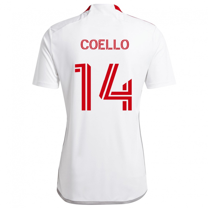 Kandiny Enfant Maillot Alonso Coello #14 Blanc Rouge Tenues Extérieur 2024/25 T-Shirt