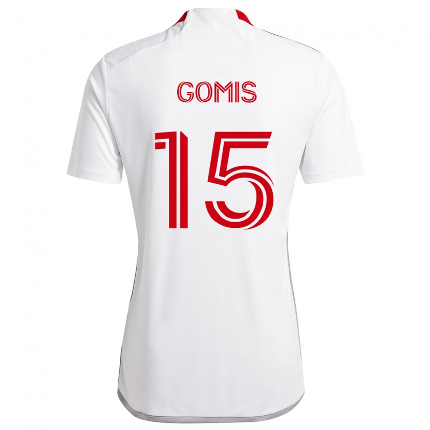 Kandiny Enfant Maillot Nicksoen Gomis #15 Blanc Rouge Tenues Extérieur 2024/25 T-Shirt