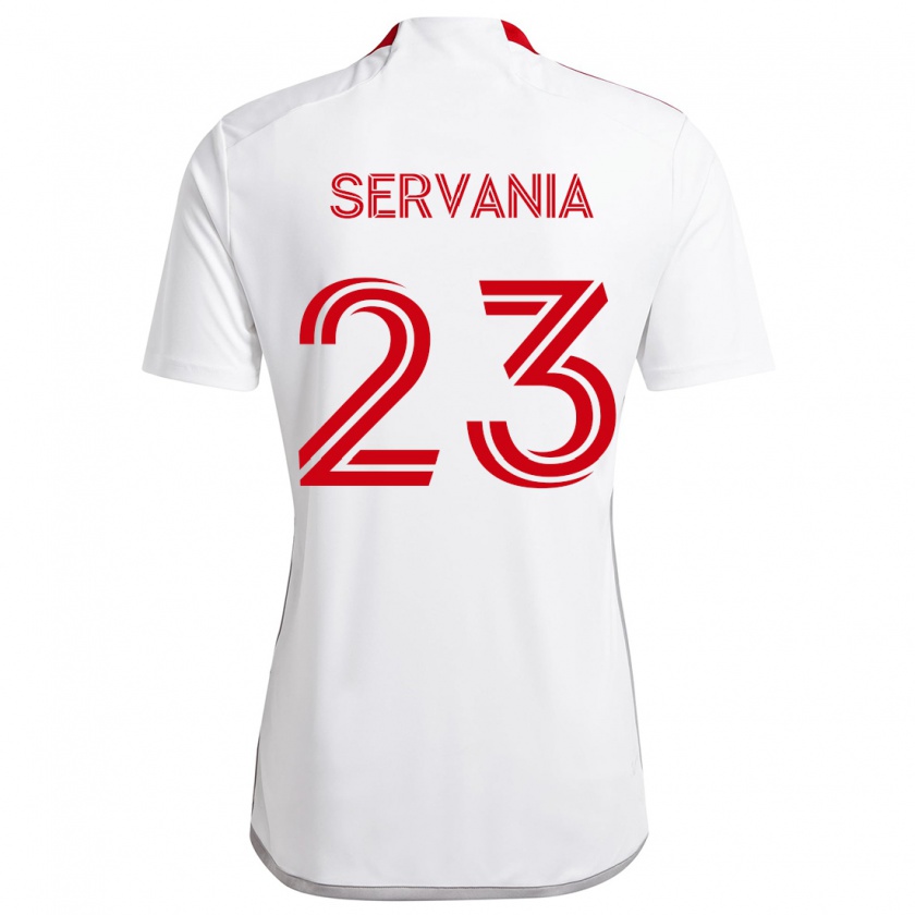 Kandiny Enfant Maillot Brandon Servania #23 Blanc Rouge Tenues Extérieur 2024/25 T-Shirt