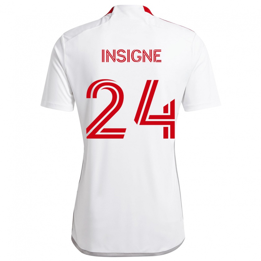 Kandiny Enfant Maillot Lorenzo Insigne #24 Blanc Rouge Tenues Extérieur 2024/25 T-Shirt