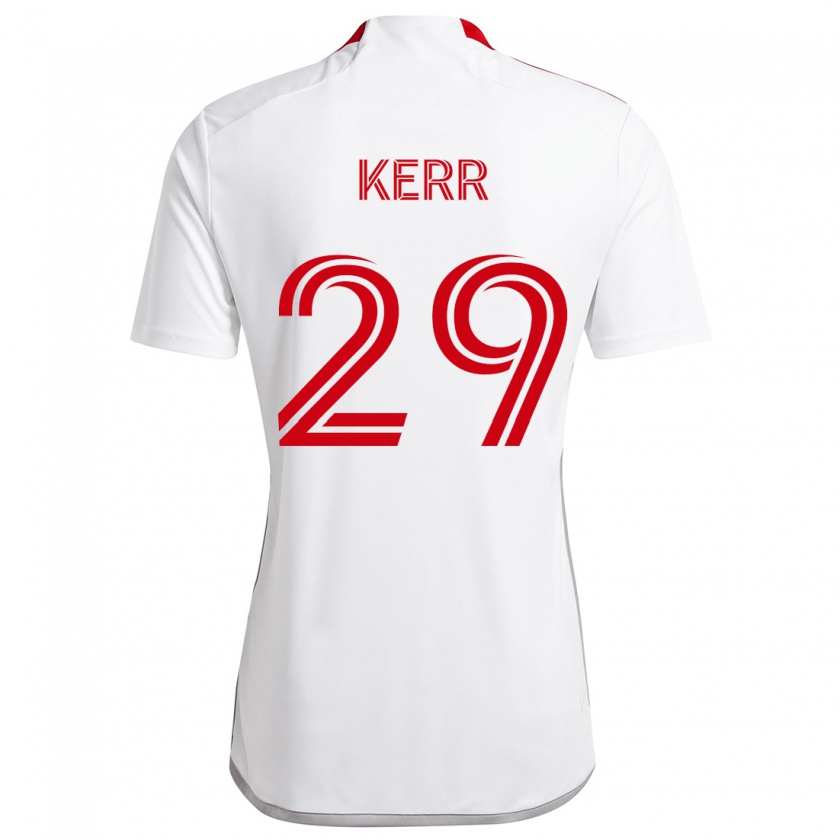 Kandiny Enfant Maillot Deandre Kerr #29 Blanc Rouge Tenues Extérieur 2024/25 T-Shirt