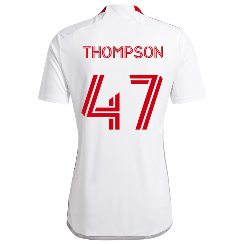 Kandiny Enfant Maillot Kosi Thompson #47 Blanc Rouge Tenues Extérieur 2024/25 T-Shirt